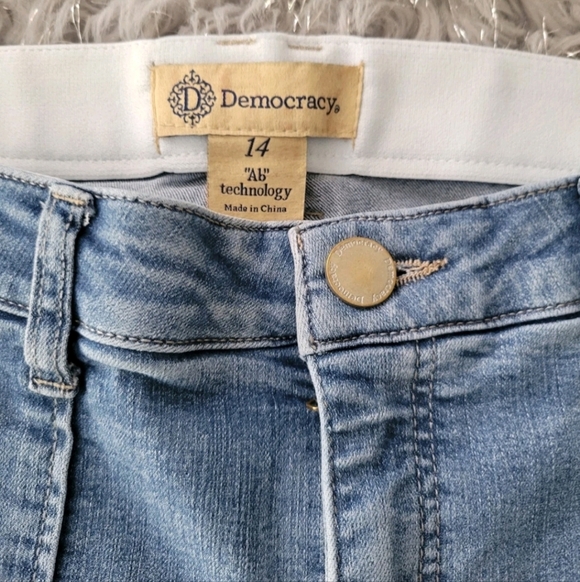 NEW Y2k Democracy Ab Solution Wide Leg Jeans Patch Pocket Stretch Medium Wash 14 - Picture 7 of 10